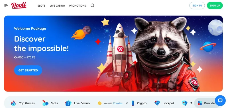 Rooli Casino interface and games